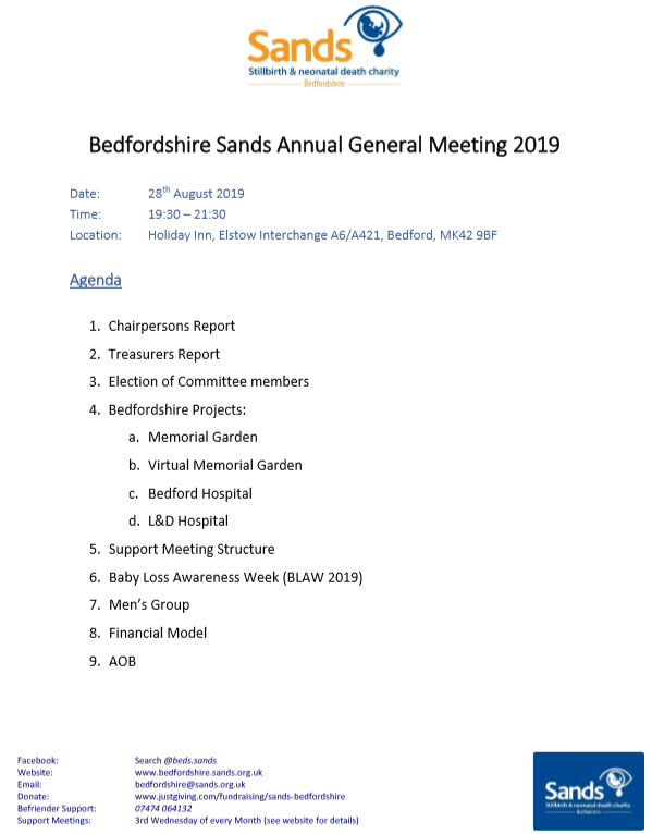 Bedfordshire Sands AGM 2019